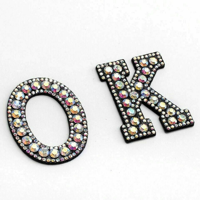 Iridescent AB Rhinestone Sparkle Black 4.7cm Iron-on Patch Letters —  Patches R Us