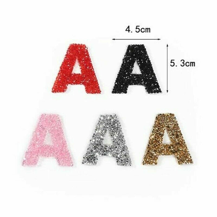 Multicolored Rhinestone 5.3cm Iron-On Patch Letter A