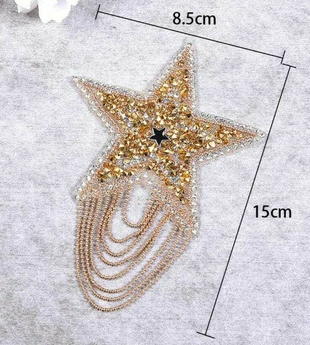 Star Tassel Rhinestone 8.5cm Iron-On Patches