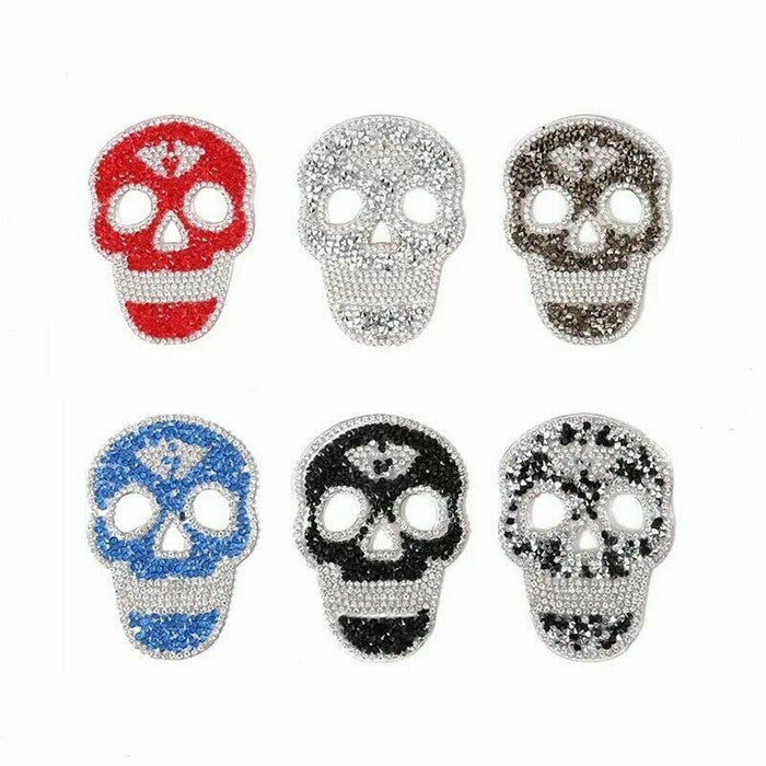 Rhinestone Sugar Skull Iron-On Patches