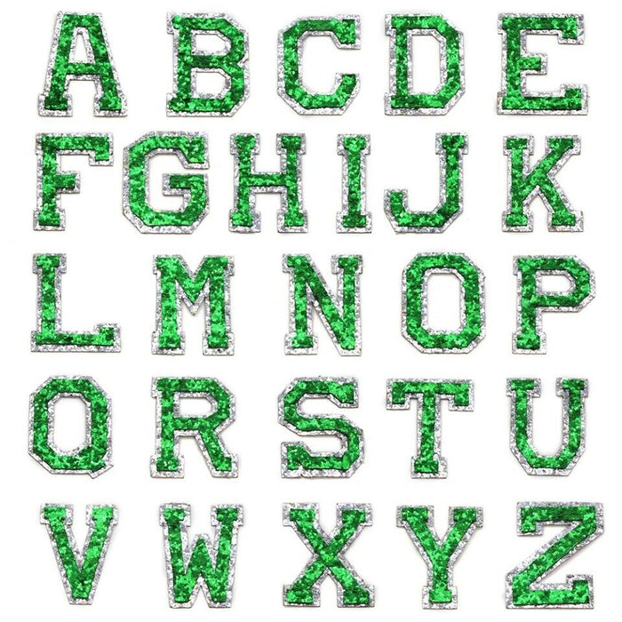 Green Sequin 5cm Iron-On Patch Letters