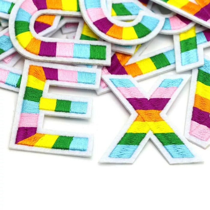 Multi Coloured Embroidered 5cm Iron On Patch Letters