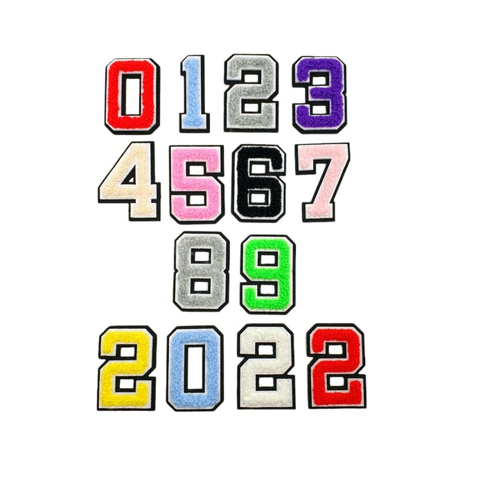 Light Multicolored Chenille 3D Varsity Style 5cm Iron-On Patch Numbers