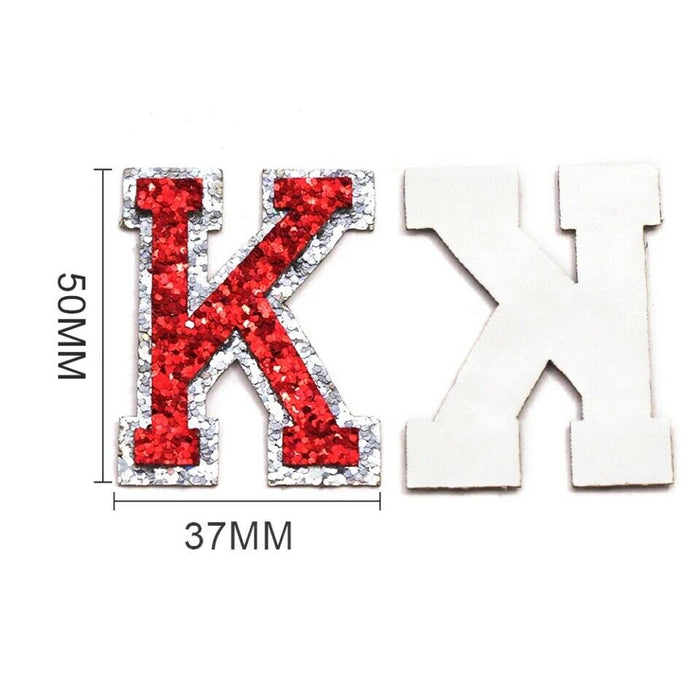 Red Sequin 5cm Iron-On Patch Letter K