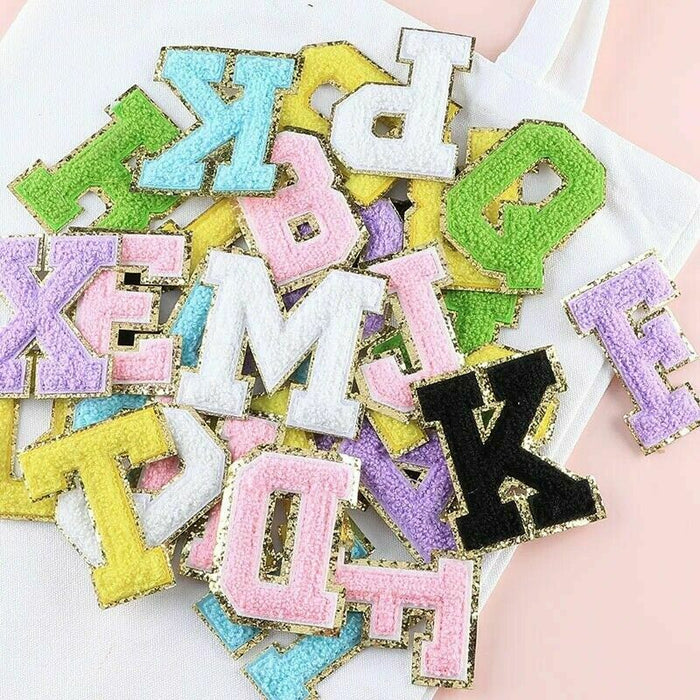 Multicolored Chenille With Gold Trim 8.5cm Iron-On Patch Letters