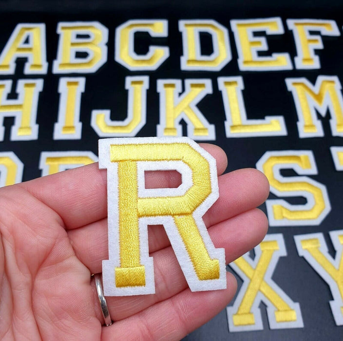 Golden Embroidered 5cm Iron On Patch Letters R