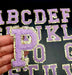 Purple Chenille Gold Trim 6.2cm Iron-On Patch Letter P