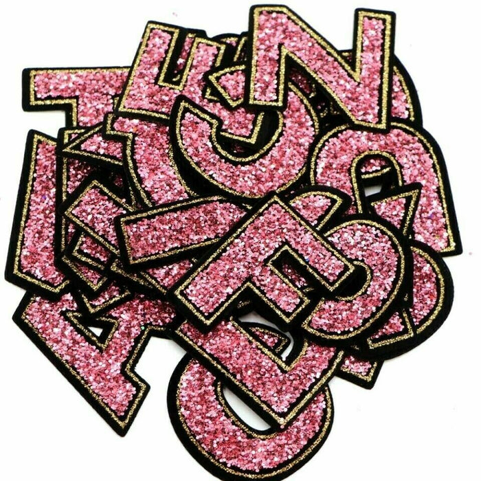 Pink Sequin Sparkle Iron On Patch Letters