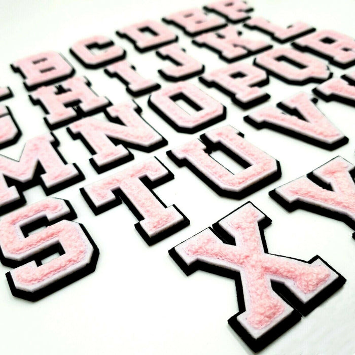 3D Varsity Style Light Pink 7.5cm Chenille Iron-On Patch Letters