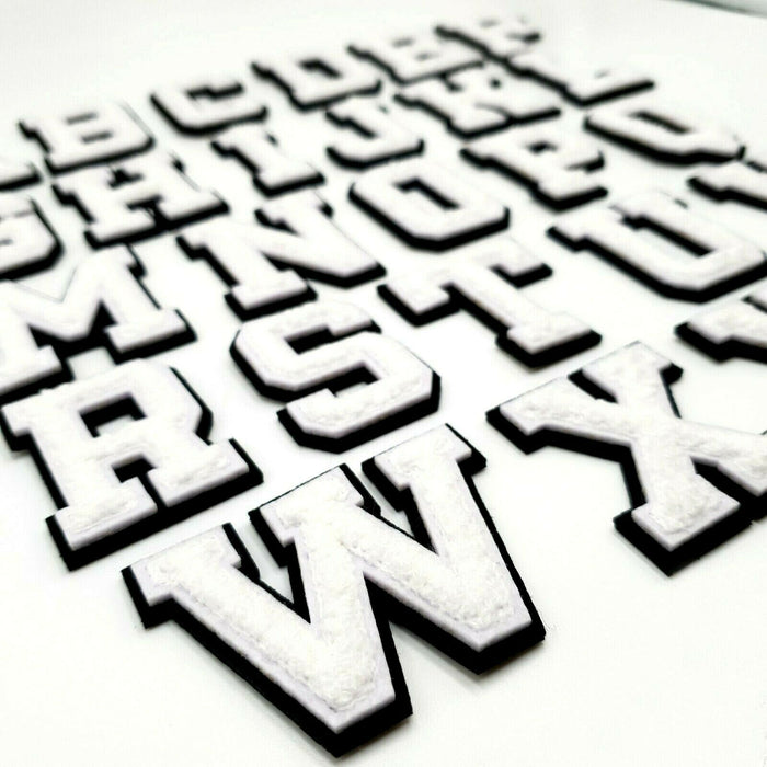 3D Varsity Style White 5cm Chenille Iron-On Patch Letters