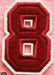 Red Embroidered 6cm Iron On Patch Number 8