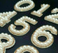 White Pearl Gold Rhinestone 4.6cm Iron On Patch Numbers