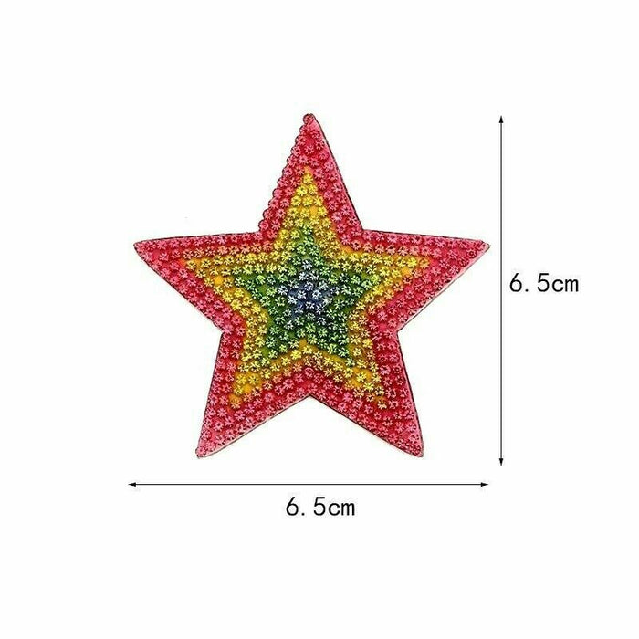 Flower & Star Multi-Coloured Rhinestone Iron-On Patches