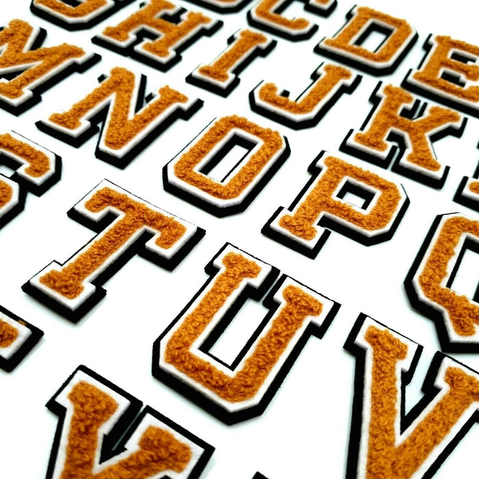 3D Varsity Style Brown 7.5cm Chenille Iron-On Patch Letters