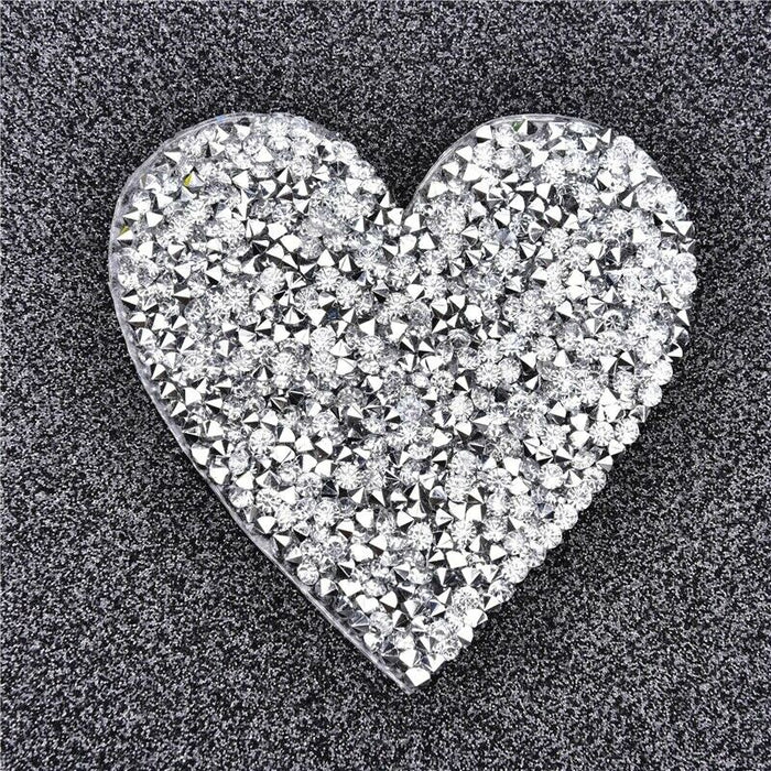 Rhinestone Hearts 5cm Iron-On Patches