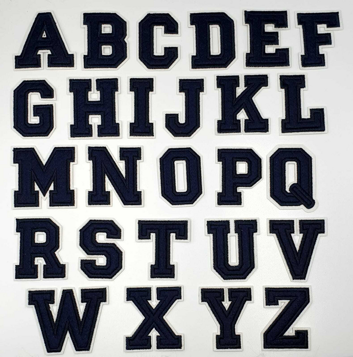 Dark Navy 5.8cm College Font Embroidered Iron On Patch Letters