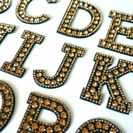 Large Grey Rhinestone Iron On Patch Letters — Patches R Us