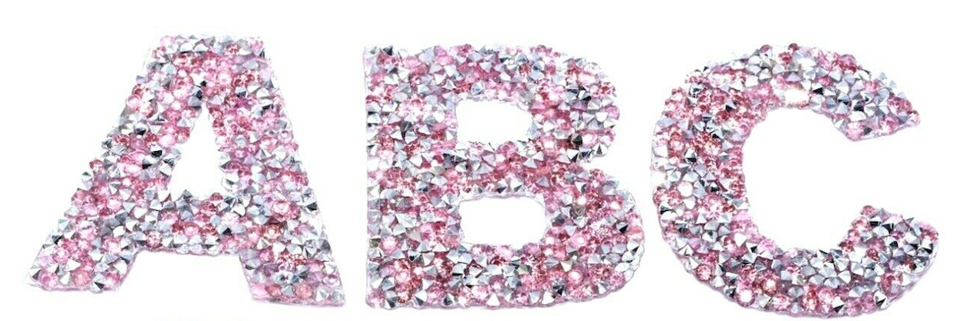 Light Pink Rhinestone 5.3cm Iron On Patch Letters