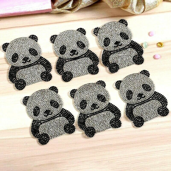 Panda Rhinestone Iron-On Patches