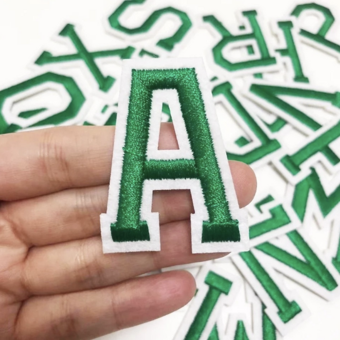 Dark Green Embroidered 5cm Iron On Patch Letters — Patches R Us