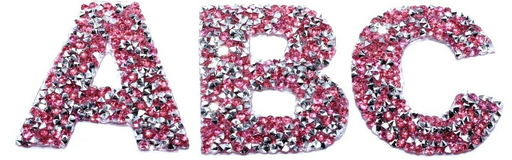 Dark Pink Rhinestone 5.3cm Iron On Patch Letters