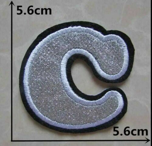 Silver Glitter 5cm Iron-On Patch Letter C