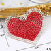 Pearl Rhinestone Hearts Red 6cm Iron-On Patches