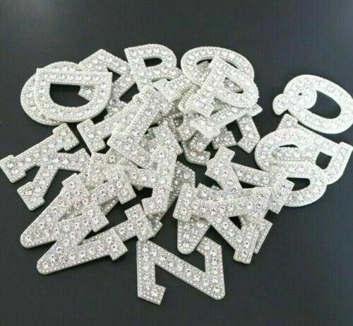 Silver Rhinestone Sparkle 4.6cm Iron-On Patch Letters