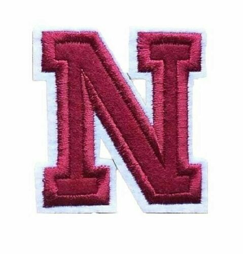 Red 5.8cm Embroidered Iron On Patch Letter N