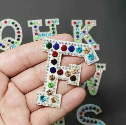 Carnival Multi-Coloured Rhinestone 5.5cm Iron-On Patch Letter F