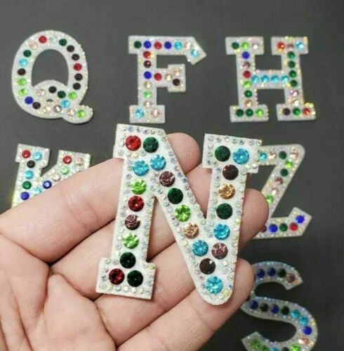 Carnival Multi-Coloured Rhinestone 5.5cm Iron-On Patch Letter N