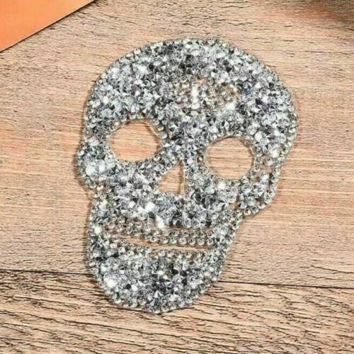 Rhinestone Sugar Skull Iron-On Patches