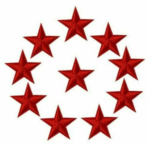 Star Embroidered Red Coloured Iron On Patches