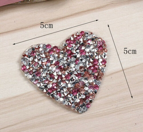 Rhinestone Hearts 5cm Iron-On Patches