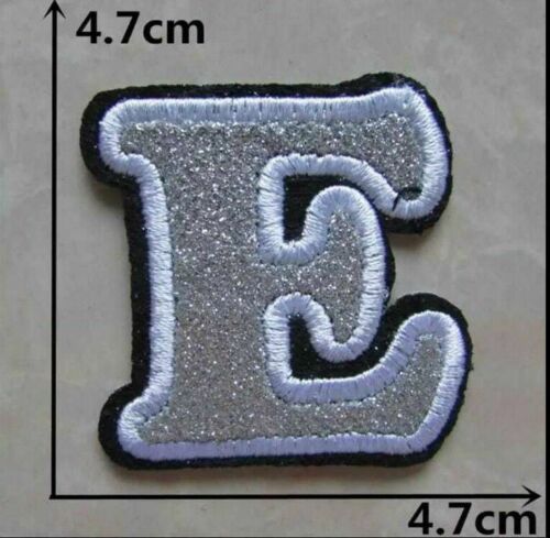 Silver Glitter 5cm Iron-On Patch Letter E