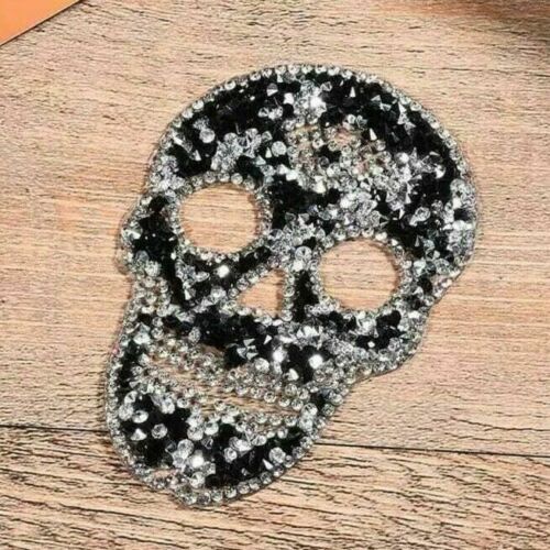 Rhinestone Sugar Skull Iron-On Patches