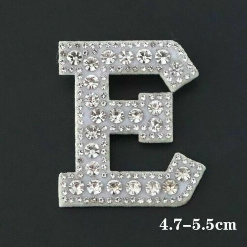 Silver Rhinestone Sparkle 5.5cm Iron-On Patch Letter E