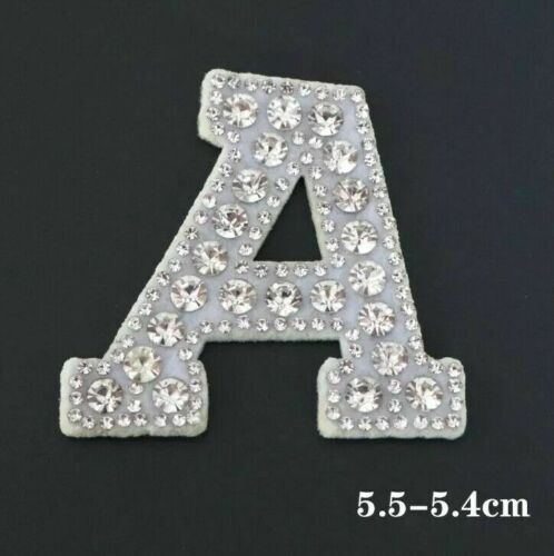 Silver Rhinestone Sparkle 5.5cm Iron-On Patch Letter A