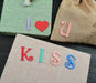 Swirly Pink Embroidered 2.5cm Iron-On Patch Letters I Love U Kiss