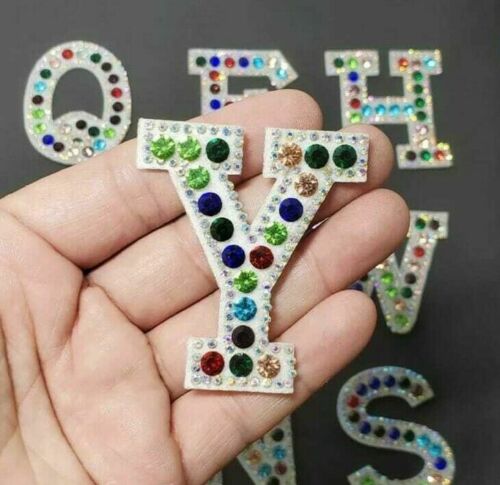 Carnival Multi-Coloured Rhinestone 5.5cm Iron-On Patch Letter Y