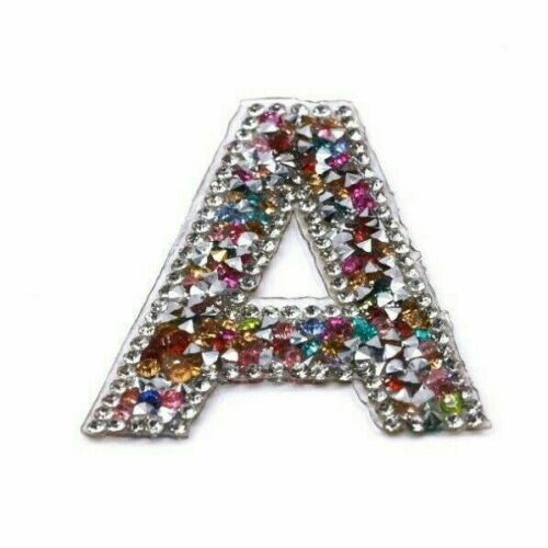 Rainbow Rhinestone 6.3cm Iron On Patch Letter A