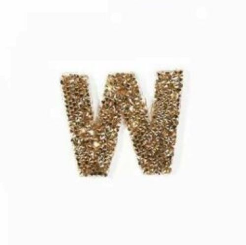 Gold Rhinestone 5.3cm Iron On Patch Letter W