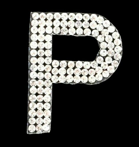 Silver 3cm Rhinestone Iron On Patch Letter P