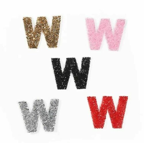 Multicolored Rhinestone 5.3cm Iron-On Patch Letter W